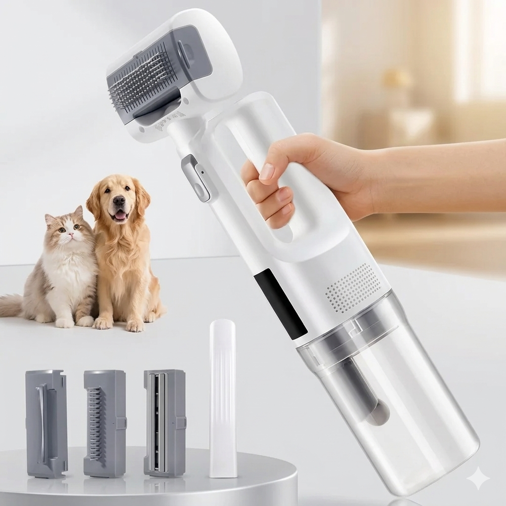 5-in-1 Pet Grooming Vacuum – Professional Dog & Cat Hair Removal Kit